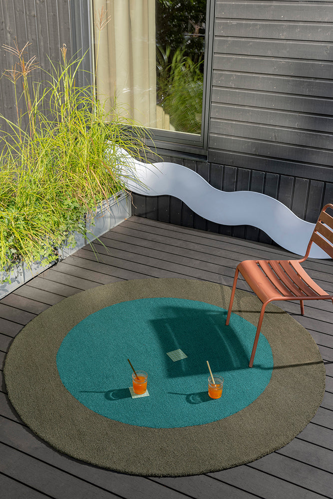 Brink &amp; Campman Habitat Festival Round Aqua 496308 Alfombra para exteriores