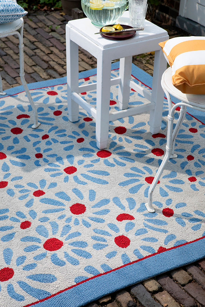 Alfombra para exteriores Laura Ashley Thorncliff azul cielo 480308